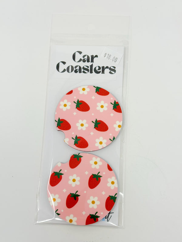 Sign It RT - Car Coasters - Strawberry & Daisy