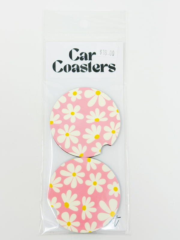 Sign It RT - Car Coasters - White Daisies